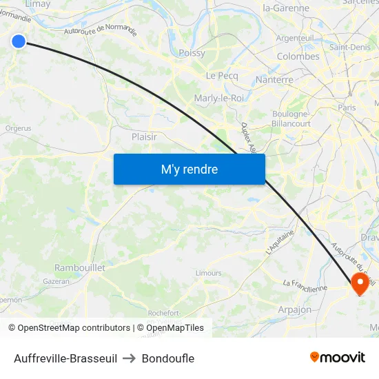 Auffreville-Brasseuil to Bondoufle map