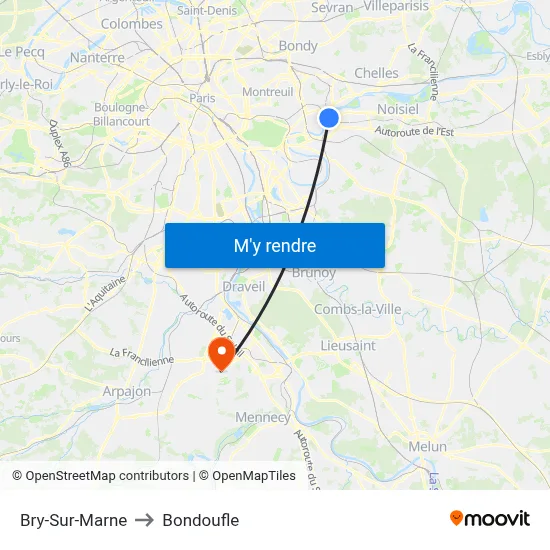 Bry-Sur-Marne to Bondoufle map