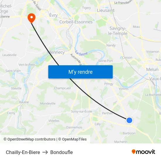 Chailly-En-Biere to Bondoufle map
