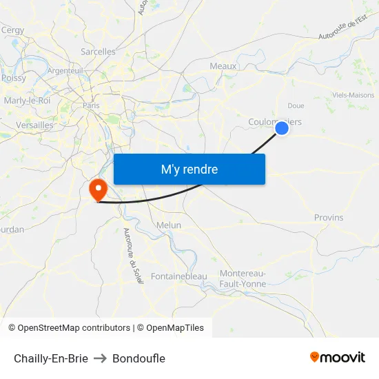 Chailly-En-Brie to Bondoufle map