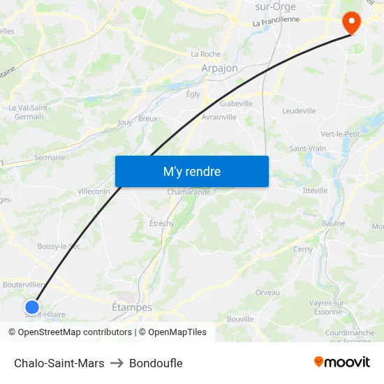Chalo-Saint-Mars to Bondoufle map