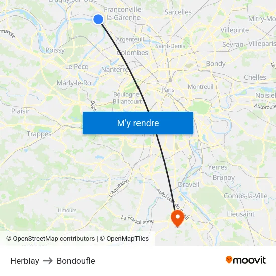 Herblay to Bondoufle map