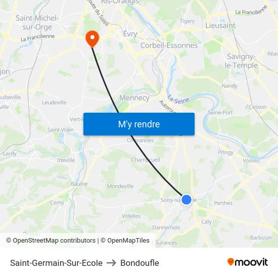 Saint-Germain-Sur-Ecole to Bondoufle map