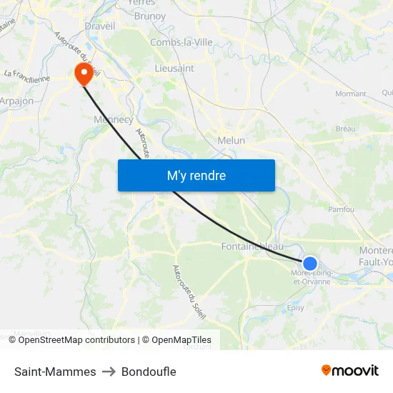 Saint-Mammes to Bondoufle map