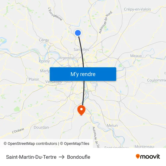 Saint-Martin-Du-Tertre to Bondoufle map