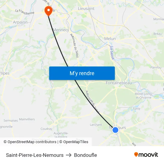 Saint-Pierre-Les-Nemours to Bondoufle map