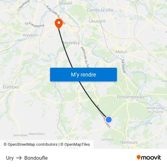 Ury to Bondoufle map