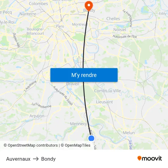 Auvernaux to Bondy map