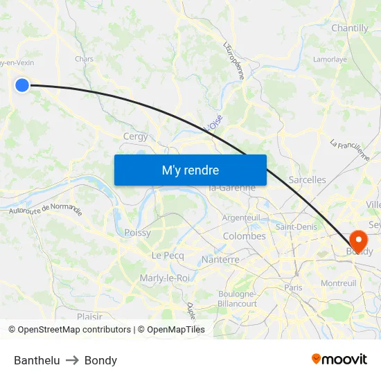 Banthelu to Bondy map