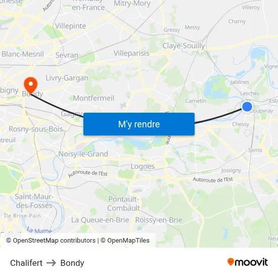 Chalifert to Bondy map