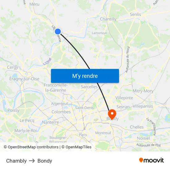 Chambly to Bondy map