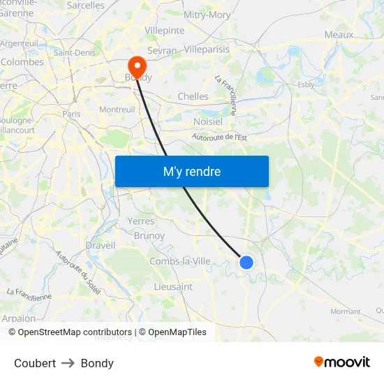 Coubert to Bondy map