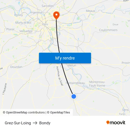 Grez-Sur-Loing to Bondy map