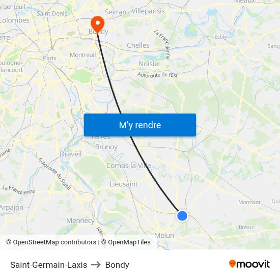 Saint-Germain-Laxis to Bondy map