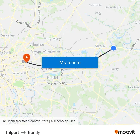 Trilport to Bondy map