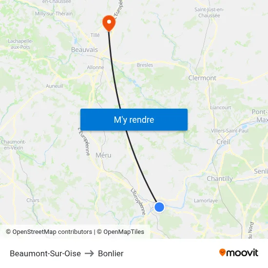 Beaumont-Sur-Oise to Bonlier map