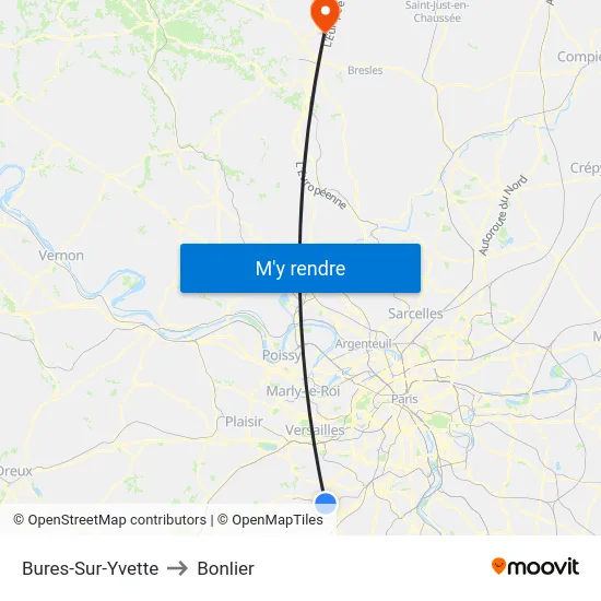 Bures-Sur-Yvette to Bonlier map
