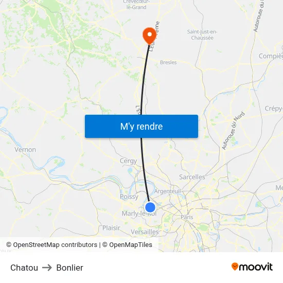 Chatou to Bonlier map