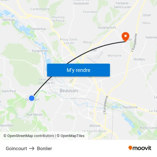 Goincourt to Bonlier map