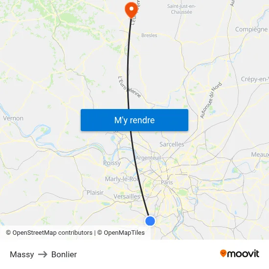 Massy to Bonlier map