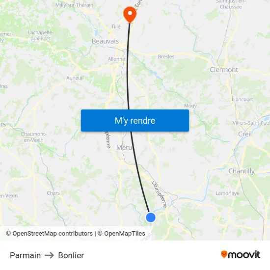 Parmain to Bonlier map