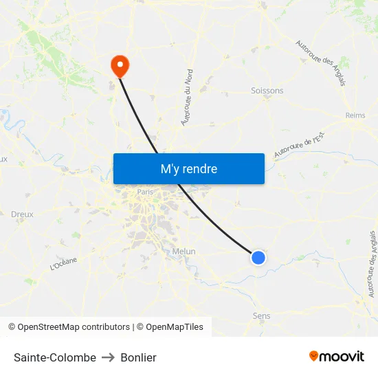 Sainte-Colombe to Bonlier map