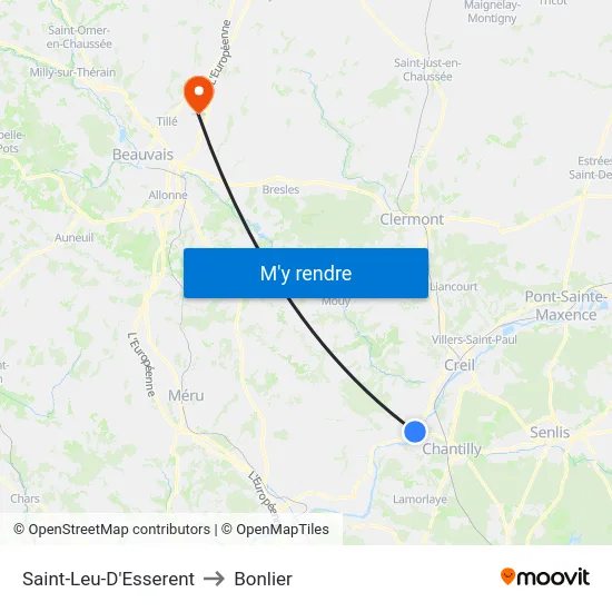 Saint-Leu-D'Esserent to Bonlier map