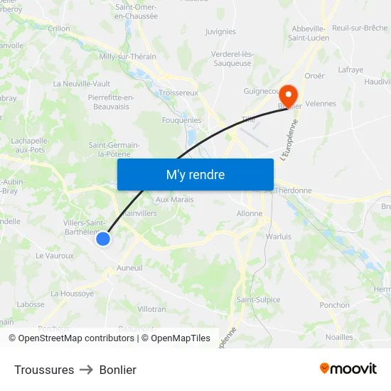 Troussures to Bonlier map