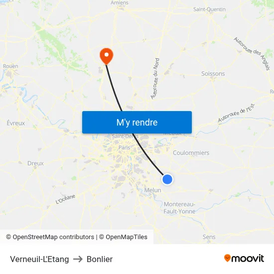 Verneuil-L'Etang to Bonlier map