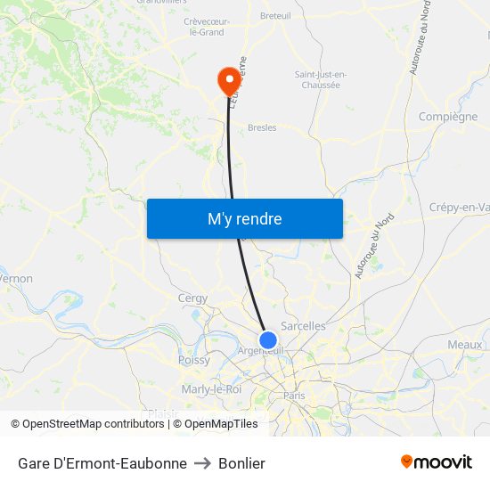 Gare D'Ermont-Eaubonne to Bonlier map