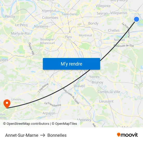 Annet-Sur-Marne to Bonnelles map