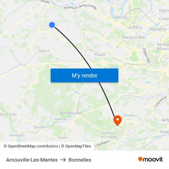 Arnouville-Les-Mantes to Bonnelles map