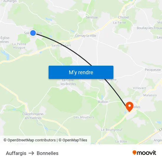 Auffargis to Bonnelles map
