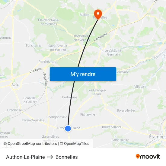 Authon-La-Plaine to Bonnelles map