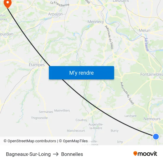Bagneaux-Sur-Loing to Bonnelles map