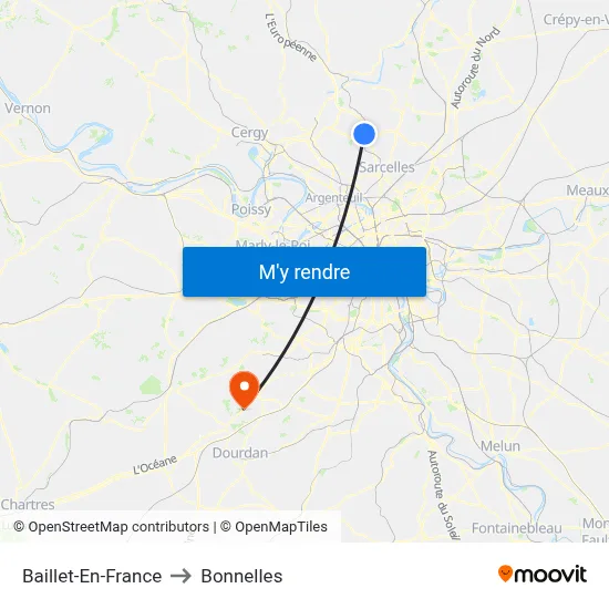 Baillet-En-France to Bonnelles map