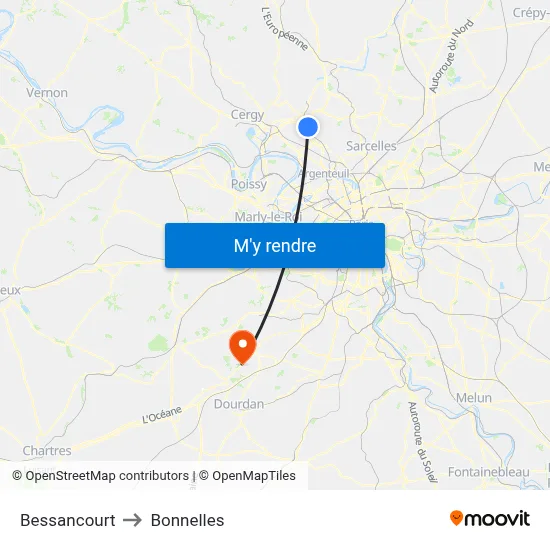 Bessancourt to Bonnelles map