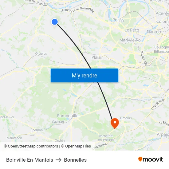 Boinville-En-Mantois to Bonnelles map