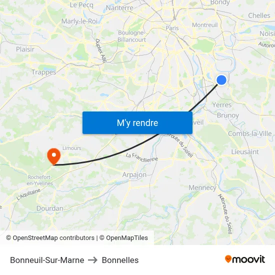 Bonneuil-Sur-Marne to Bonnelles map
