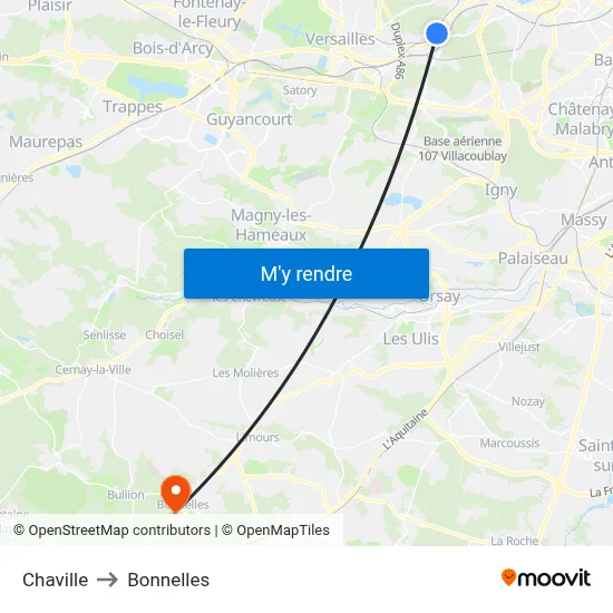 Chaville to Bonnelles map