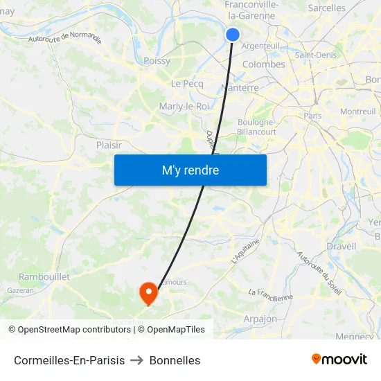 Cormeilles-En-Parisis to Bonnelles map