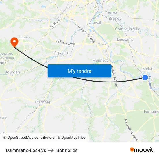 Dammarie-Les-Lys to Bonnelles map