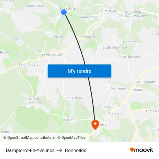 Dampierre-En-Yvelines to Bonnelles map