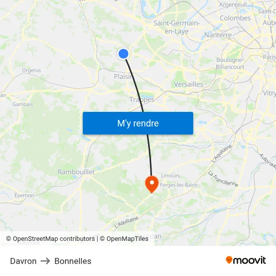 Davron to Bonnelles map