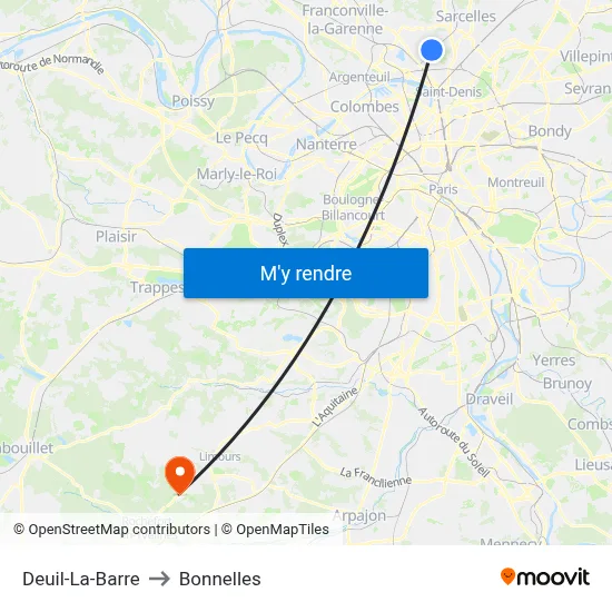 Deuil-La-Barre to Bonnelles map