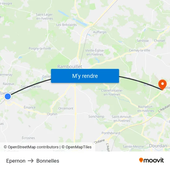 Epernon to Bonnelles map