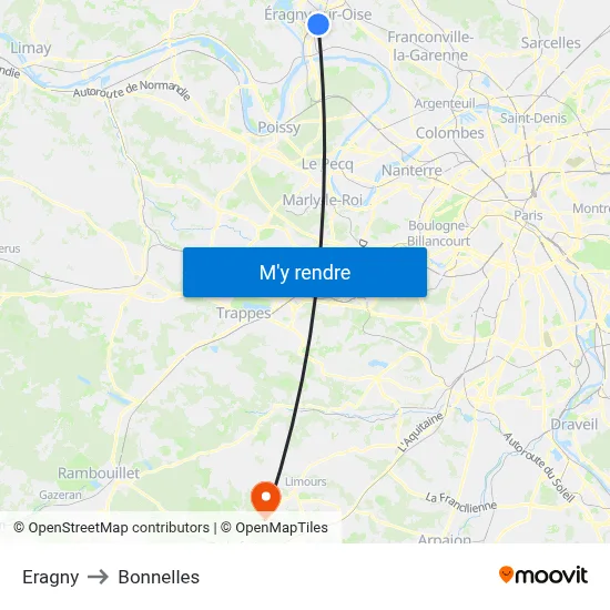 Eragny to Bonnelles map