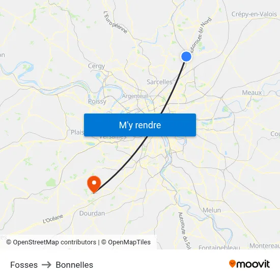 Fosses to Bonnelles map