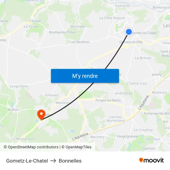 Gometz-Le-Chatel to Bonnelles map