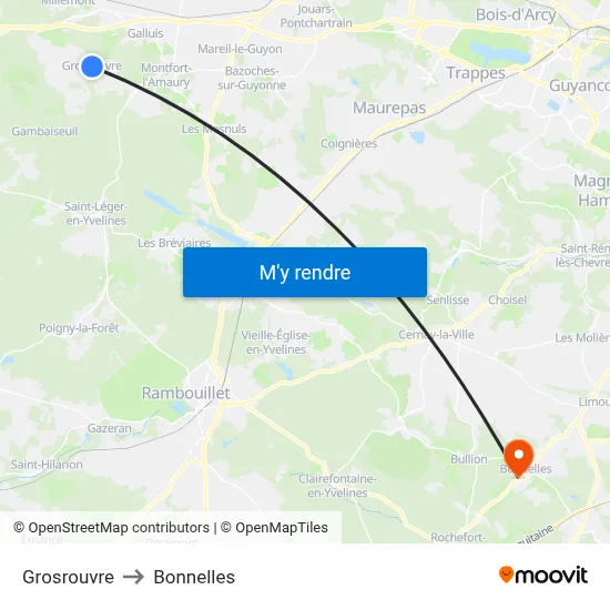 Grosrouvre to Bonnelles map